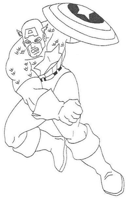 coloriage captain america combat